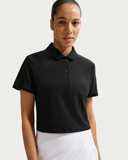 Женская укороченная поло Nike Victory Dri-FIT, черно-белая