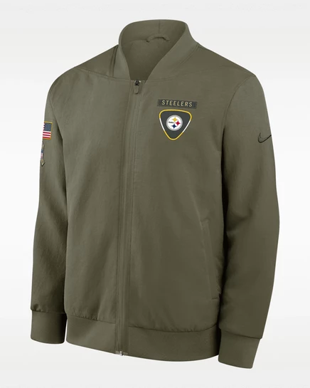 Мужская бомбер-куртка Nike Pittsburgh Steelers Salute to Service, оливковая