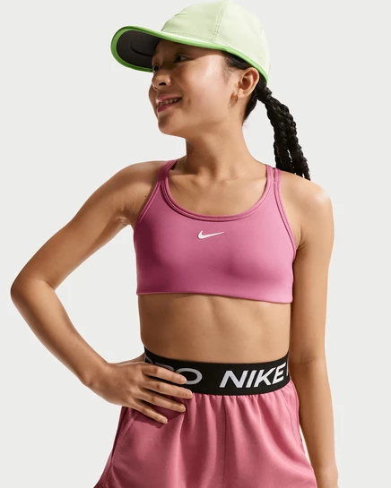 Спортивный бюстгальтер для девочек Nike Pro Swoosh, пионовый/черный/белый