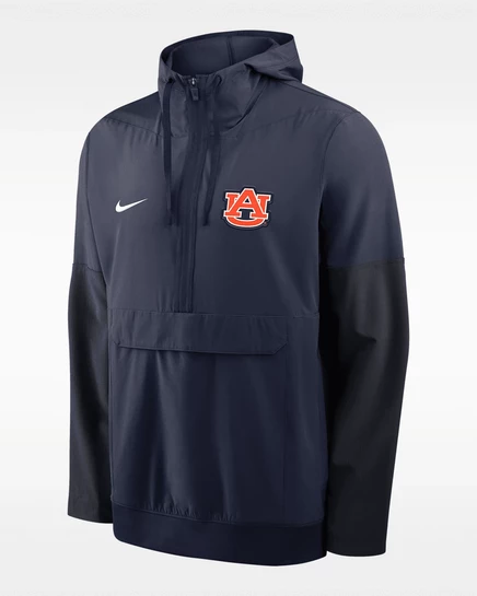 Мужская анорак Nike College Auburn с половинной молнией, темно-синяя