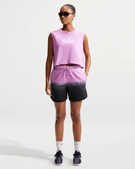 Женские шорты Nike Phoenix Fleece, светло-пурпурные/черные