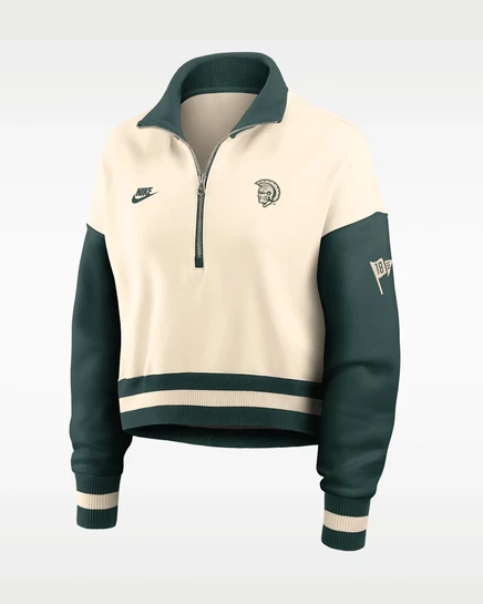 Женский свитшот Nike Michigan State, бежевый/зелёный