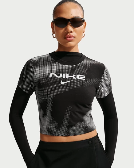 Женская облегающая укороченная футболка Nike Sportswear Chill Knit, черная