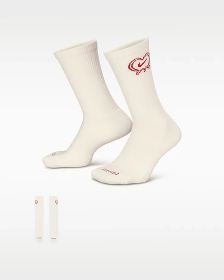 Носки Nike Everyday Plus с амортизацией, айвори/бордовые