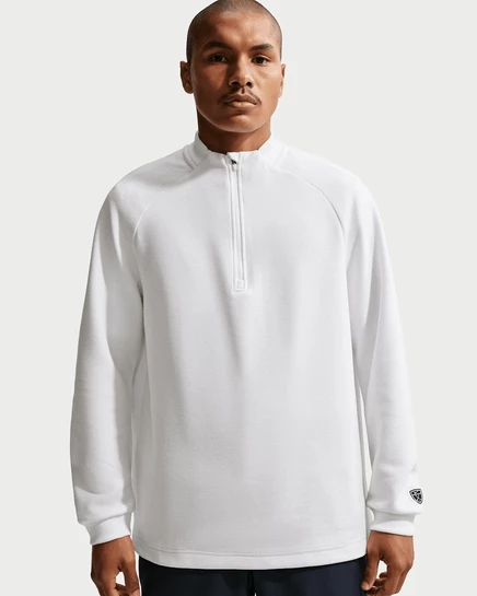 Мужской гольф-топ Nike Therma-FIT 1/2-zip, белый/чёрный
