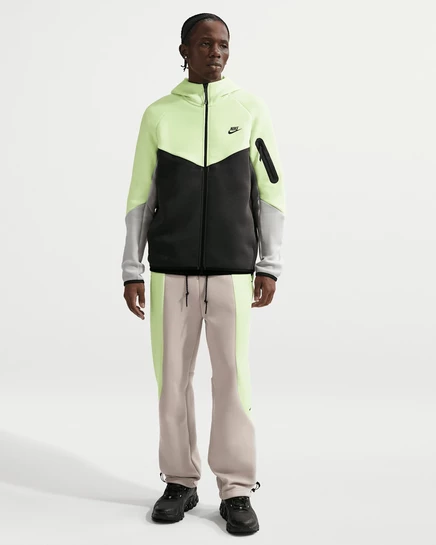 Мужские флисовые брюки Nike Tech с открытым низом, крем/лайм/черные