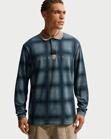 Мужское поло Nike Fairway Fresh, длинный рукав, серо-бежевый