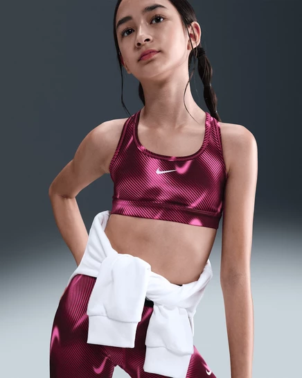 Топ для девочек Nike Pro Swoosh, свекольный/белый