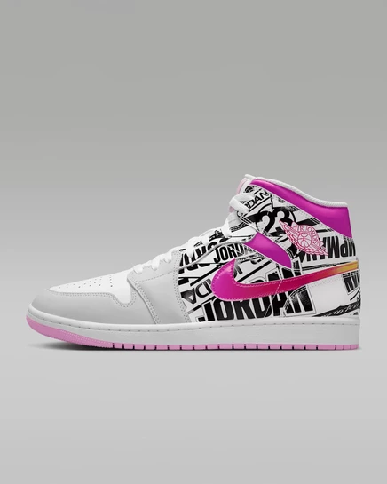 Air Jordan 1 Mid SE Men's Shoes off white/university red/fire pink