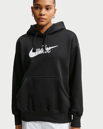 Женская худи Nike Phoenix Fleece оверсайз, черная/белая