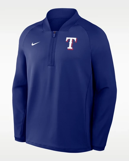 Мужской лонгслив Nike Texas Rangers с полу-молнией, синий