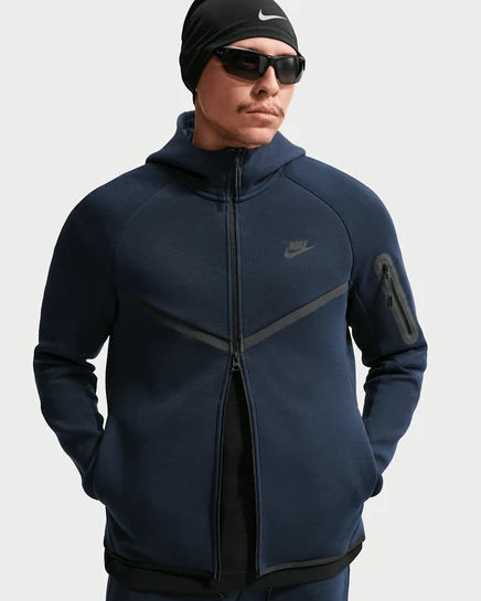 Мужская флисовая куртка Nike Tech Windrunner на молнии, обсидиановая/черная