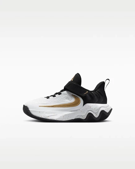 Детские кроссовки Nike Giannis Immortality 4, чёрно-бело-золотые