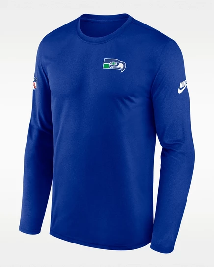 Мужская футболка Nike Seattle Seahawks Dri-FIT с длинным рукавом, королевский синий