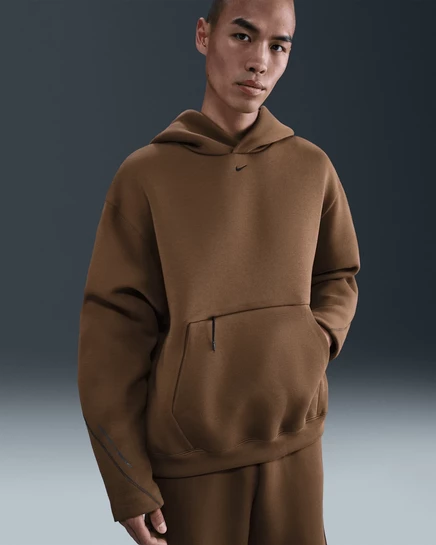 Мужское худи Nike Tech Fleece оверсайз, коричневое/черное