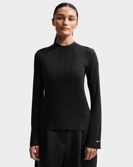 Женский приталенный топ Nike Sportswear с длинным рукавом, черный/айвори