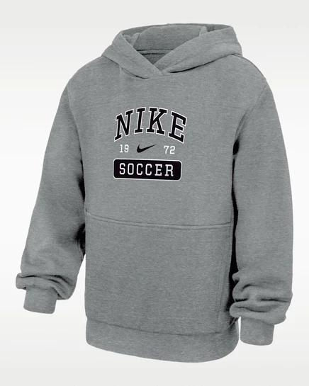 Детская футбольная худи Nike Club Fleece, тёмно-серый меланж
