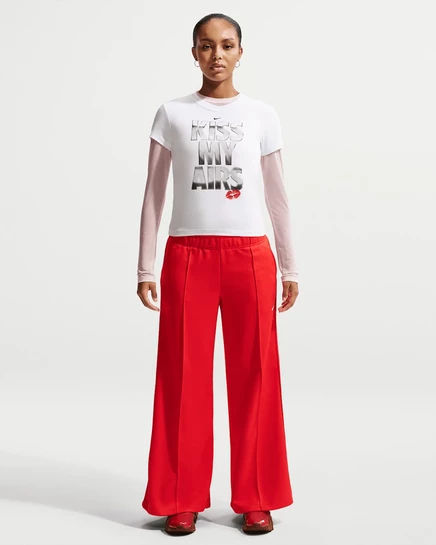 Женские широкие штаны Nike Sportswear, светло-алые/кремовые
