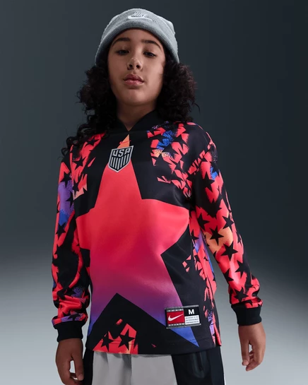 Детская футбольная футболка Nike USMNT Hollywood Keeper Dri-FIT, черная/ярко‑красная