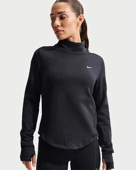 Женский беговой топ Nike Swift Therma-FIT с воротником-стойкой, черный