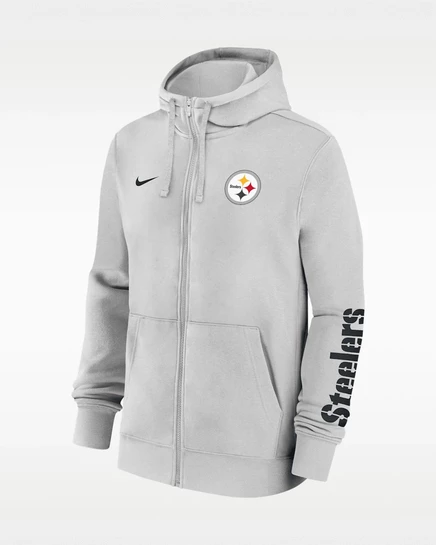 Мужское худи Nike Pittsburgh Steelers на молнии, серое