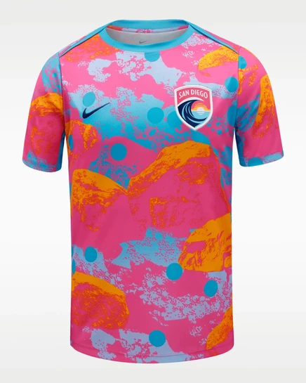 Мужская предматчевая футболка Nike San Diego Wave FC NWSL, лазерная фуксия