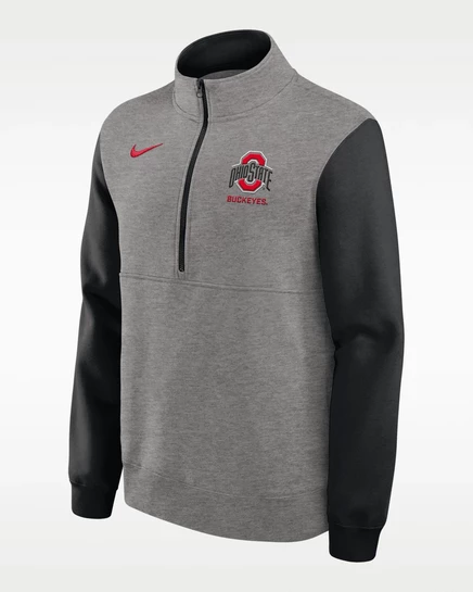 Мужской свитшот Nike Ohio State Club с полумолнией, серый