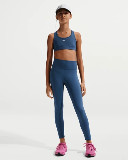 Детские леггинсы Nike One Dri-FIT высокой талии, тёмно-синие/белые