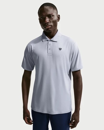 Мужское поло Nike Par Dri-FIT с логотипом, серо-белое