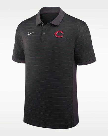 Мужское поло Nike Dri-FIT MLB в полоску Victory из аутентичной коллекции Cincinnati Reds, черное
