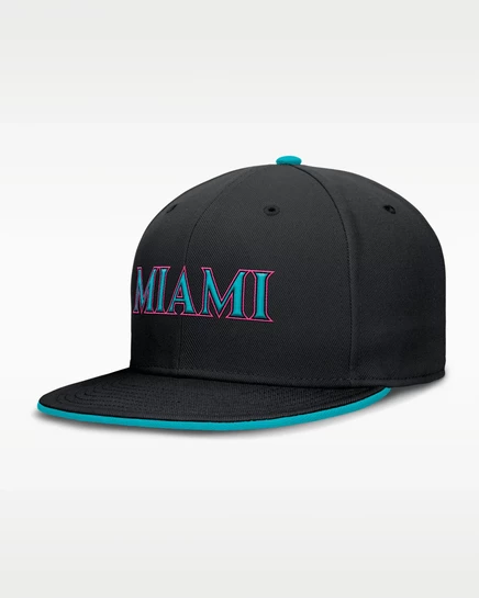 Мужская бейсболка Nike Marlins City Connect Dri-FIT без регулировки, черная