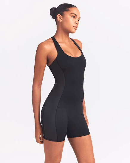 Женский слитный купальник Nike NikeSKIMS Matte Shine Mix, обсидиан/игнейс
