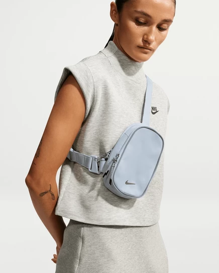 Сумка через плечо Nike Commute 1 л, серо-серебристая