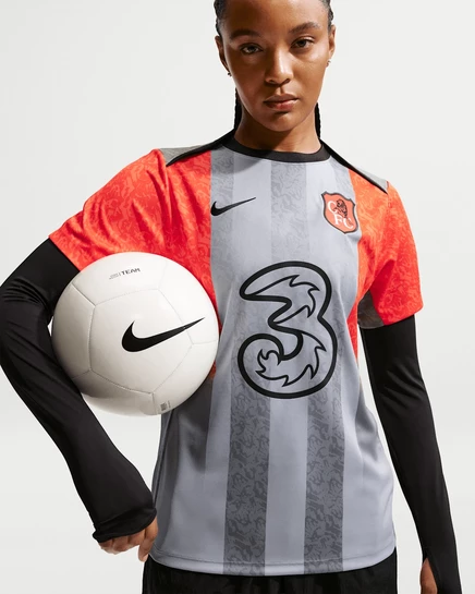 Женский предматчевый топ Nike Chelsea FC, серый/оранжевый/синий