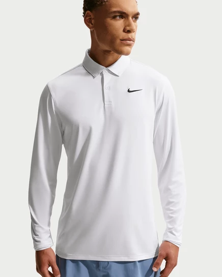 Мужское поло Nike Velocity Dri-FIT лонгслив, бело-черное