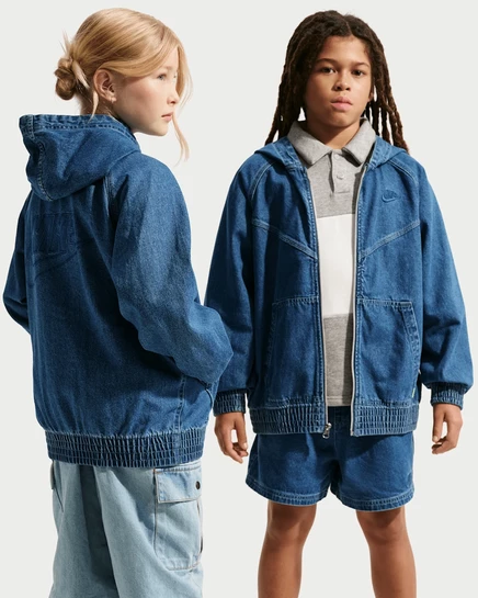 Детская джинсовая куртка Nike Sportswear на молнии, синяя