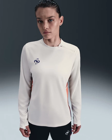 Женская футбольная футболка Nike United Academy Dri-FIT, молочная/тёмно-фиолетовая