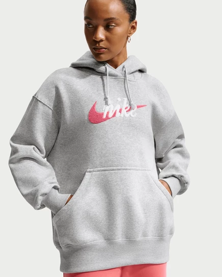 Женское худи Nike Phoenix Fleece оверсайз, платиново-коралловое