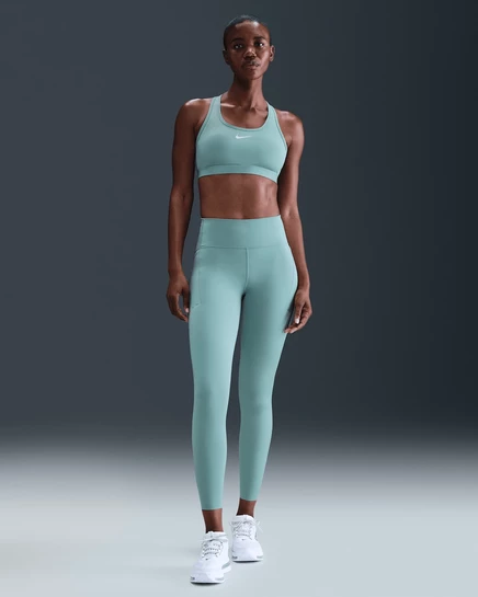 Женские леггинсы Nike Swift 7/8 высокая посадка с карманами, коричневые