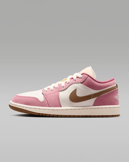 Женские кроссовки Air Jordan 1 Low, ягодный/бежевый/молочный