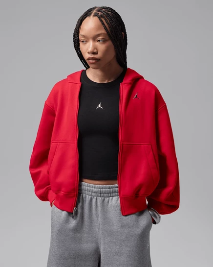 Женское худи Jordan Brooklyn на молнии, красное