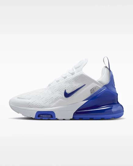 Женские кроссовки Nike Air Max 270 Premium, бело‑серые/сапфировые/серебристые