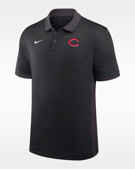 Мужское поло Nike Dri-FIT MLB в полоску Victory из аутентичной коллекции Cincinnati Reds, черное