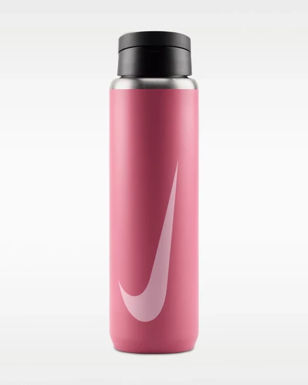 Термобутылка Nike Recharge 710мл с соломинкой, розово-черная