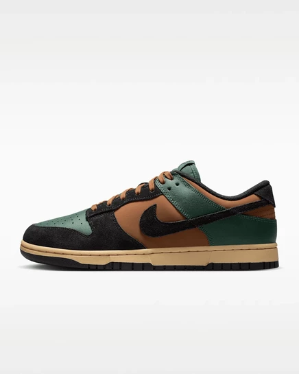 Мужские кеды Nike Dunk Low, зелёный/бежевый/кунжутный/чёрный