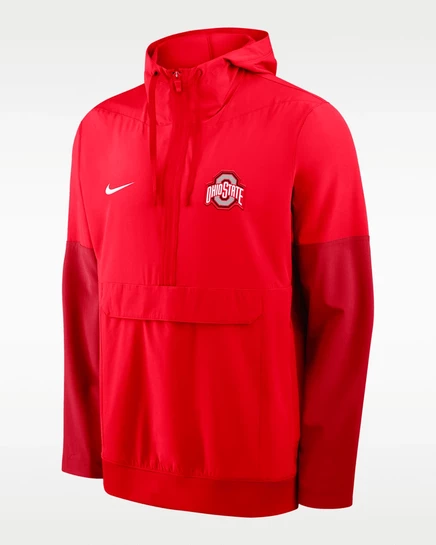 Мужской анорак Nike Ohio State College с полумолнией, алый