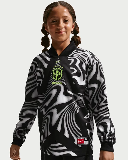 Детская футбольная майка Nike Brazil Hollywood Keeper Dri-FIT, черная/лимонно-зеленая