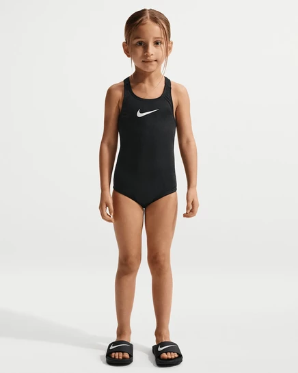 Купальник для девочек Nike Racerback слитный, черно-белый