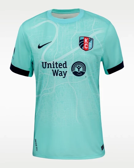 Женская игровая футболка Nike KC Current Away 2025 Dri‑FIT, бирюзовая