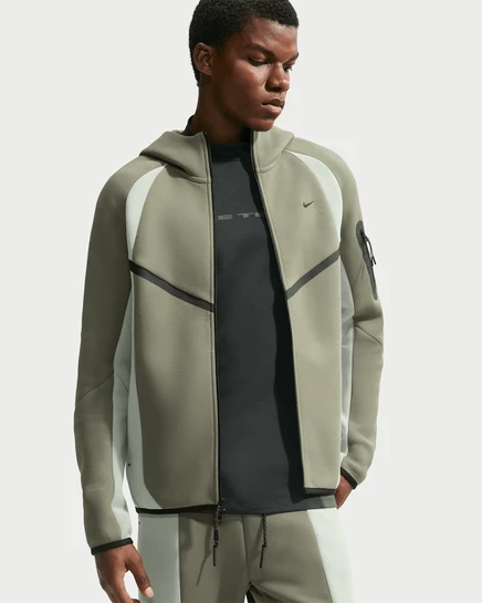 Мужская куртка Nike Tech Windrunner, серо-зеленая с черным